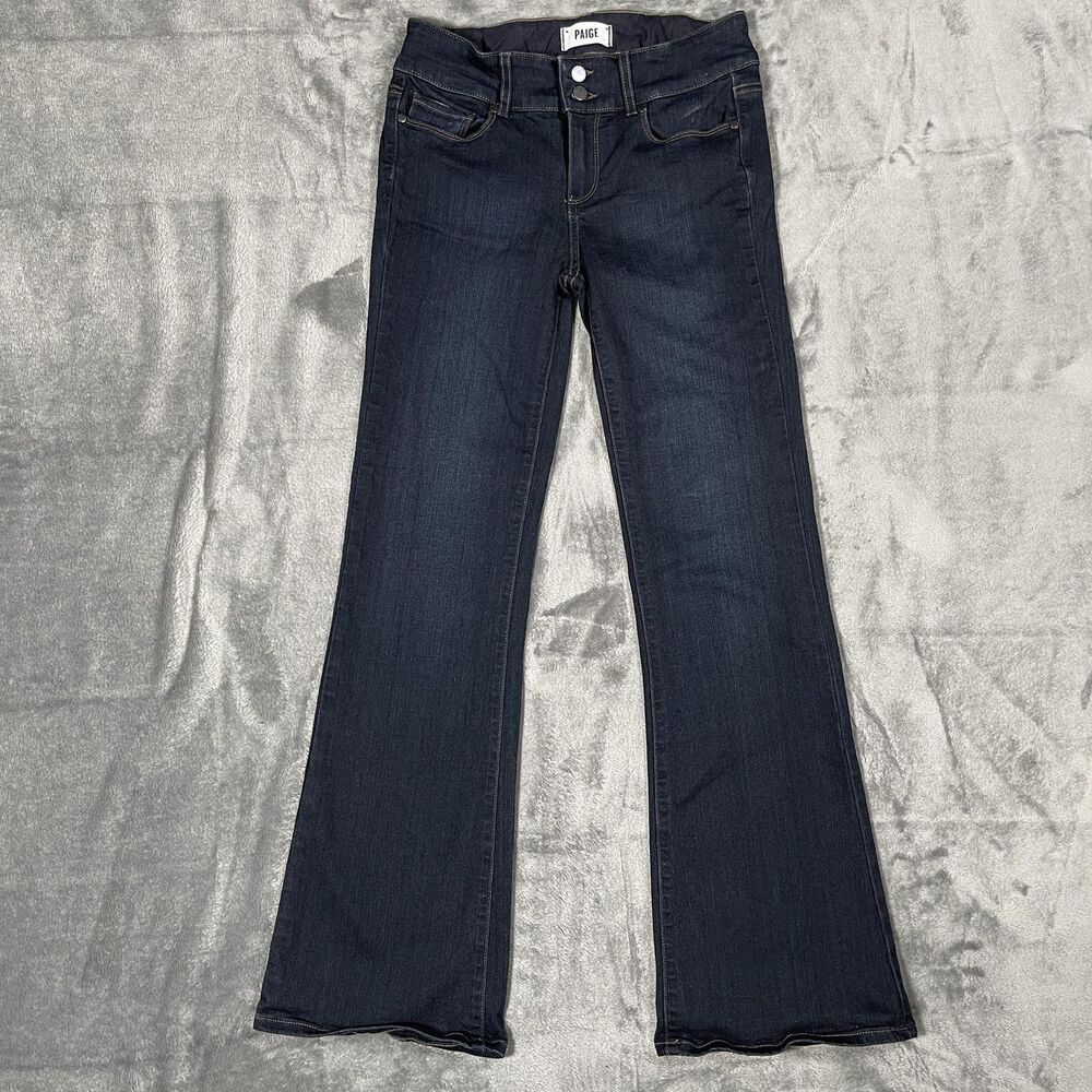Paige Hidden Hills Boot Jeans Womens 27 Blue Dark Wash Bootcut Denim